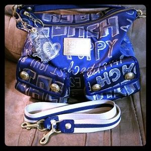 Coach Poppy blue crossbody purse with wristlet